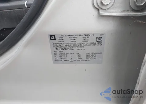 2015 Chevrolet Equinox 1Lt from USA, damaged, VIN 2GNALBEK3F6279596